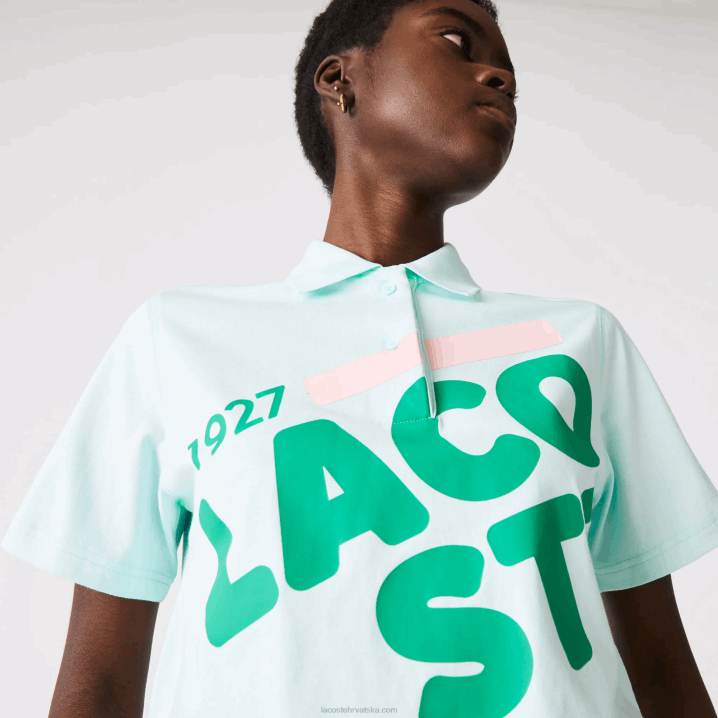 tirkiz nre 6H4B2526 žene Lacoste široka majica kratkih printova od organskog pamuka