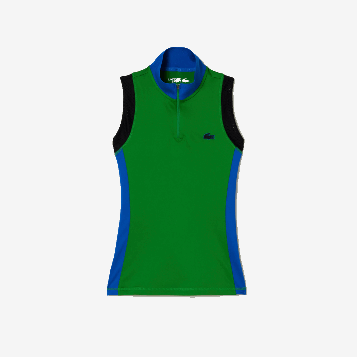 zelena plava crna 8hj 6H4B2357 žene Lacoste teniska polo majica bez rukava s patentnim izrezom