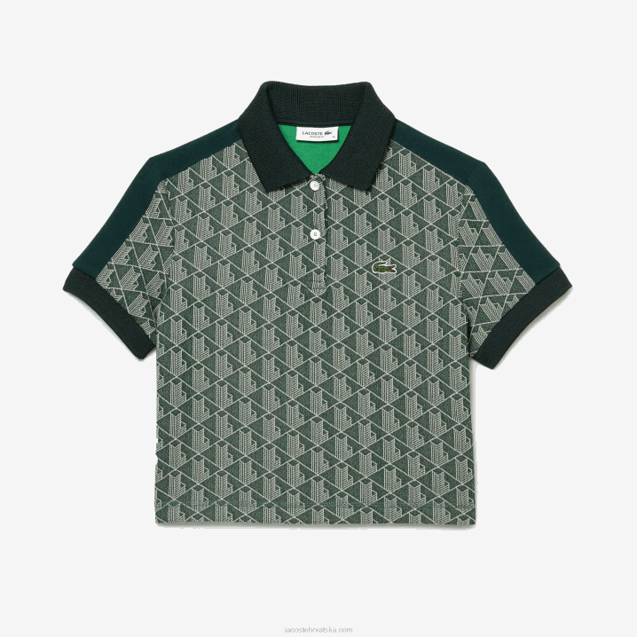 zeleno bež 7m4 6H4B2474 žene Lacoste regular fit monogram print polo