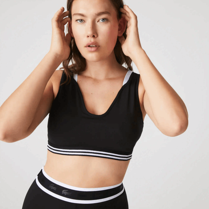 crno bijelo crno 6kj 6H4B2598 žene Lacoste sportski kontrastni naglasci sportski grudnjak