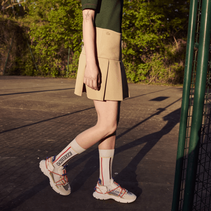 bež l7d 6H4B2664 žene Lacoste modna revija plisirana platnena teniska suknja