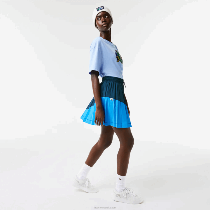 plavi luh 6H4B2595 žene Lacoste plisirana suknja od najlonskog bloka boja