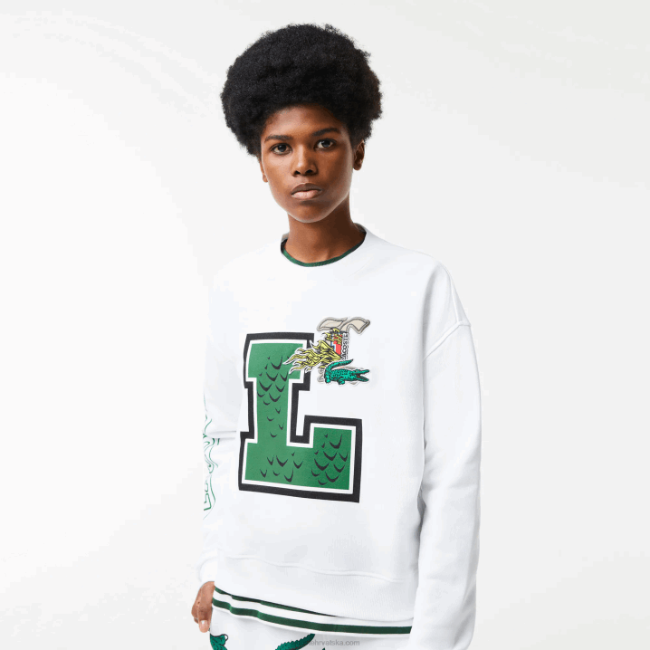bijela 001 6H4B2578 žene Lacoste oversized print i brendirani sweatshirt
