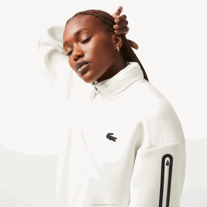 bijela 70v 6H4B2381 žene Lacoste sportska majica s patentnim zatvaračem širokog kroja