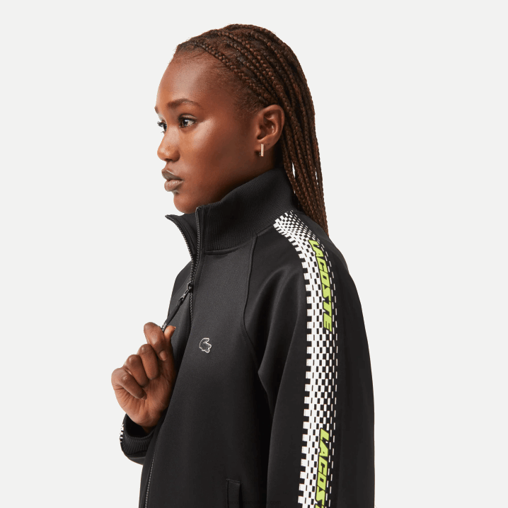 crna 031 6H4B2397 žene Lacoste široka majica s patentnim zatvaračem s logotipom