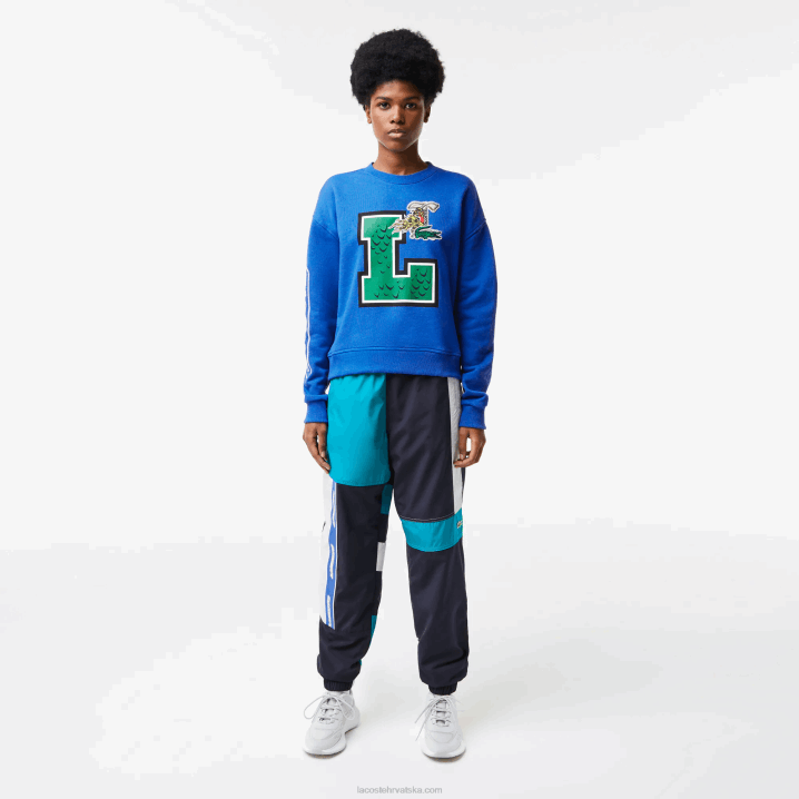 plavi k1q 6H4B2579 žene Lacoste oversized print i brendirani sweatshirt
