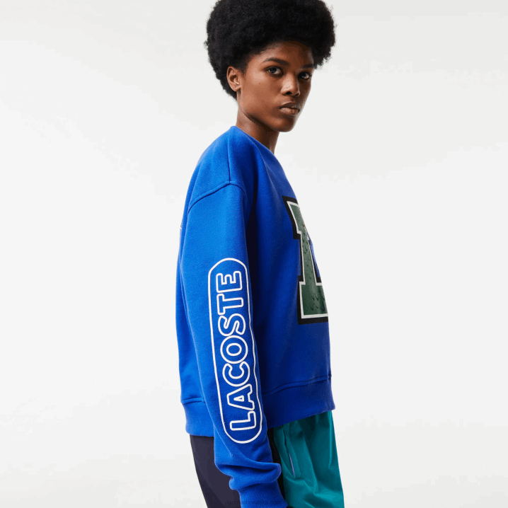 plavi k1q 6H4B2579 žene Lacoste oversized print i brendirani sweatshirt