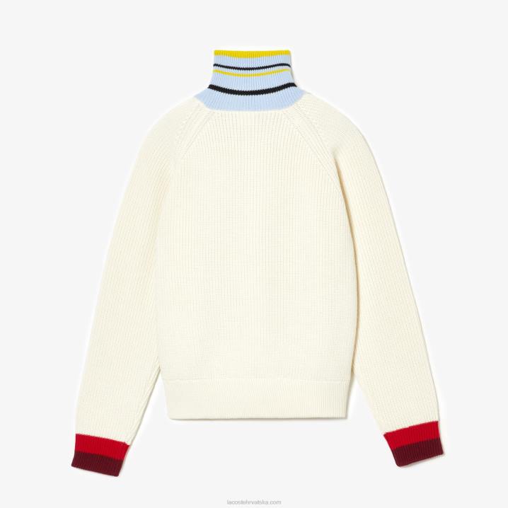 bijeli r1t 6H4B2673 ženelacoste x goop rebrasti vuneni pulover s patentnim zatvaračem