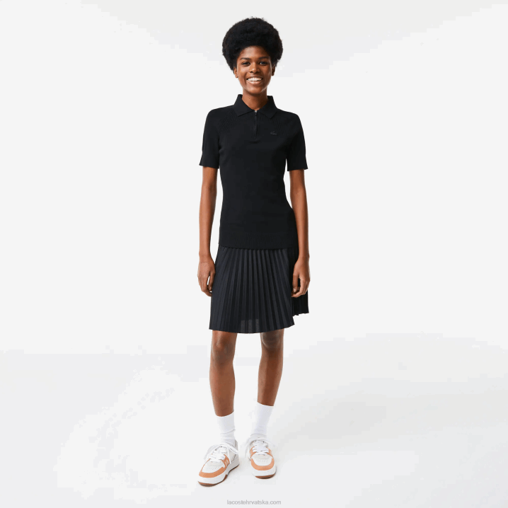 crna 031 6H4B2638 žene Lacoste pleteni džemper s patentnim zatvaračem