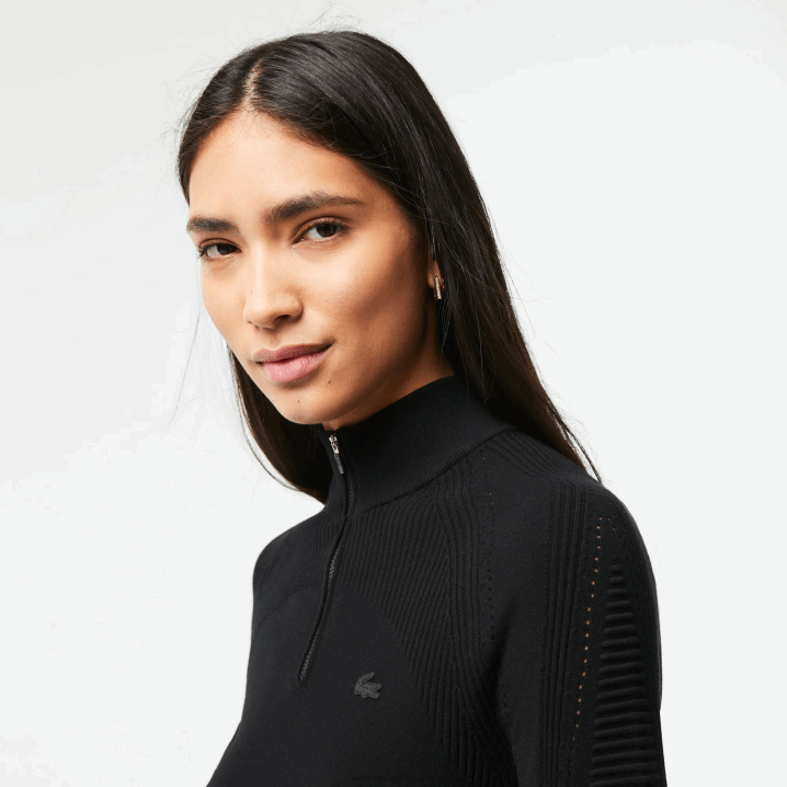 crna 031 6H4B2646 žene Lacoste pulover s izrezom na patentni zatvarač