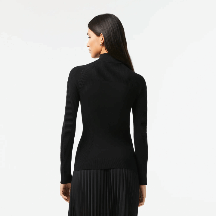 crna 031 6H4B2646 žene Lacoste pulover s izrezom na patentni zatvarač
