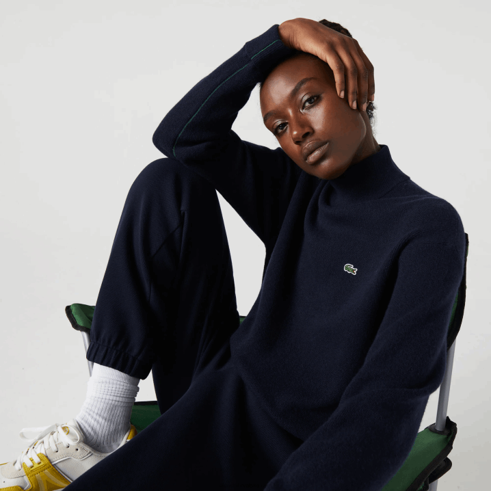 tamnoplava 166 6H4B2650 žene Lacoste vuneni džemper s visokim ovratnikom