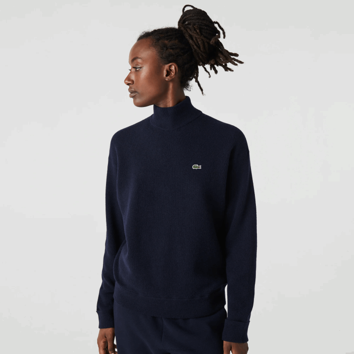 tamnoplava 166 6H4B2650 žene Lacoste vuneni džemper s visokim ovratnikom