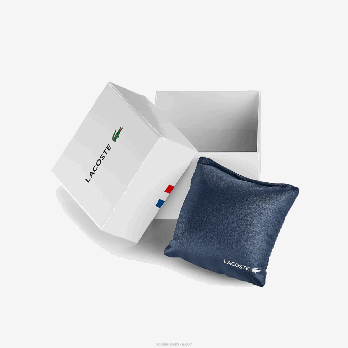 crna 000 6H4B2924 žene Lacoste Club sat s 3 kazaljke - crni s kožnim remenom