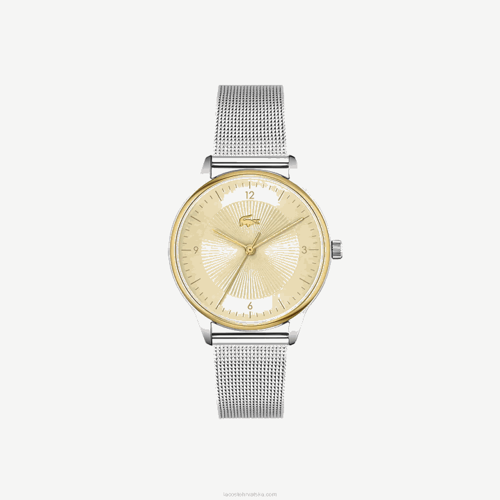 srebro 000 6H4B2922 žene Lacoste Club sat s 3 kazaljke - šampanjac s mrežom od nehrđajućeg čelika