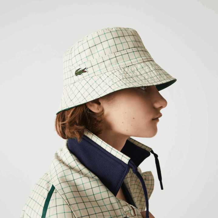 bež zelena epp 6H4B2929 žene Lacoste heritage reverzibilni solid ili check bucket