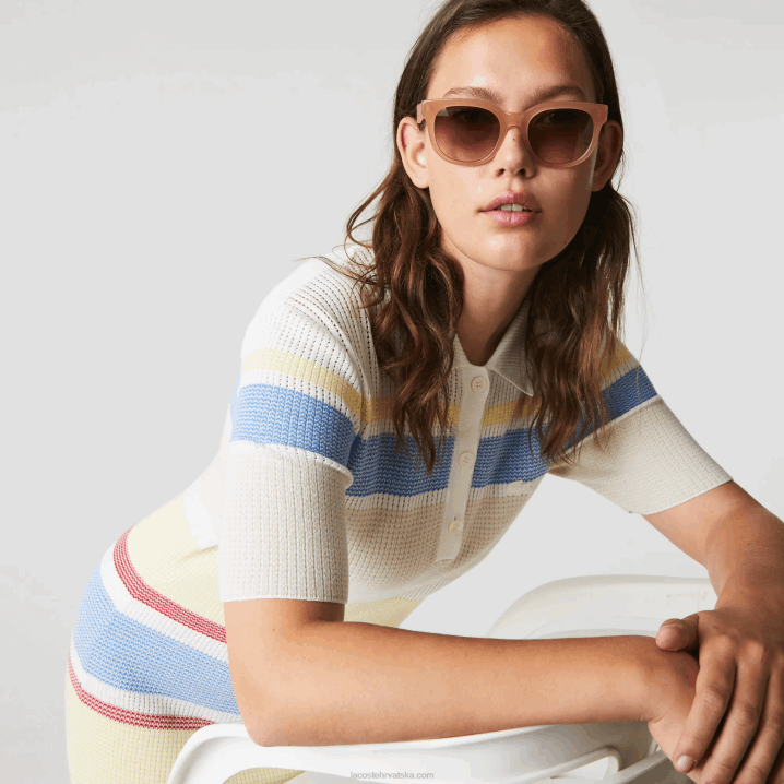 ruža 662 6H4B2919 žene Lacoste ovalne sunčane naočale od acetatne kroko kože