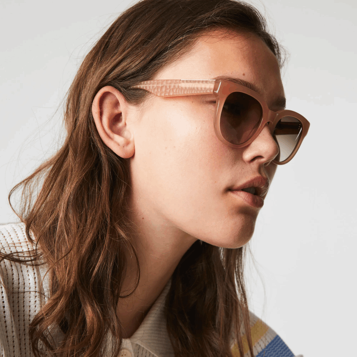 ruža 662 6H4B2919 žene Lacoste ovalne sunčane naočale od acetatne kroko kože